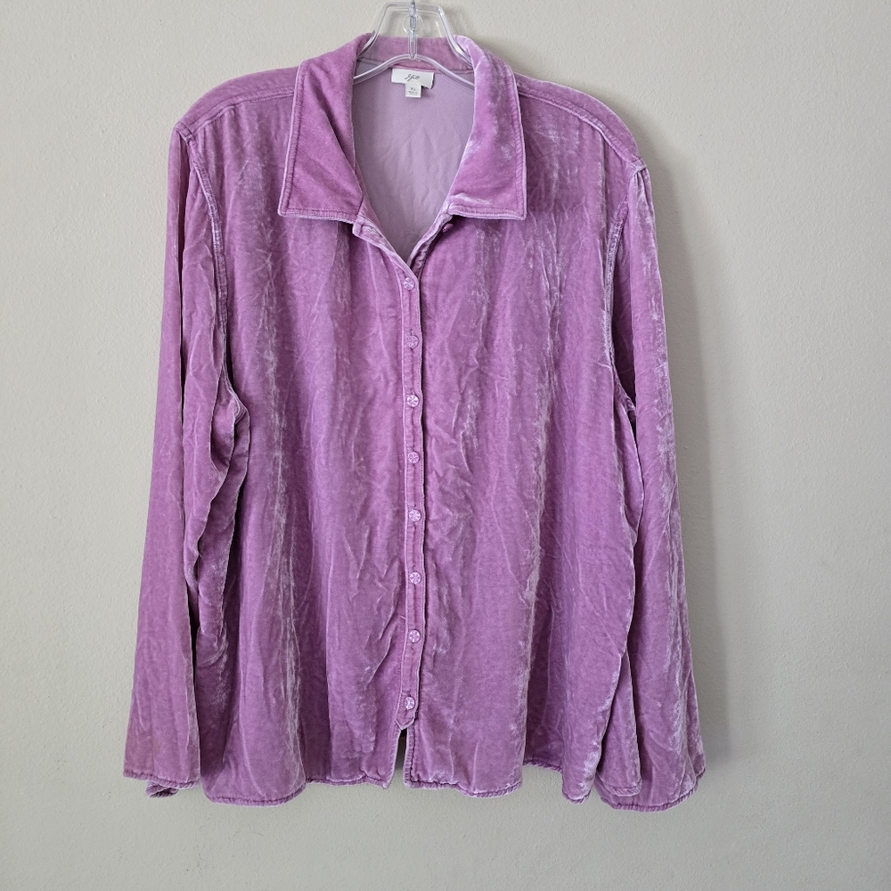 J. Jill Womens Button Down‎ Shirt Size XL Velvet Purple Collared
